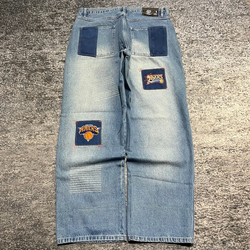 Vintage Y2K Unk NBA Jeans Mens 36x33 Blue Baggy Wide‎ Leg Hip-Hop Skater